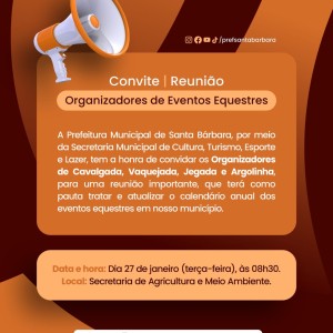 Convite | Reunião - Organizadores de Eventos Equestres.