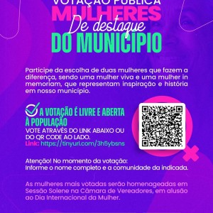 Votação Pública – Mulheres de Destaque do Município.